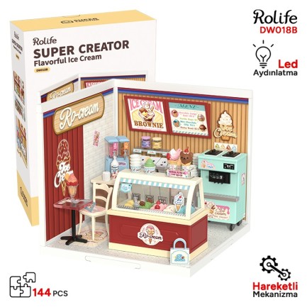 Rolife DW018B Dondurma Dükkanı (Flavorful Ice Cream) DIY Minyatür Maket Model Seti Mini Dollhouse 3D Model Kit Detaylı Dekoratif Hobi Seti 3D Puzzle Tiny House Rolife DW018B Dondurma Dükkanı (Flavorful Ice Cream) DIY Minyatür Maket Model Seti Mini Dollhouse 3D Model Kit Detaylı Dekoratif Hobi Seti 3D Puzzle Tiny House