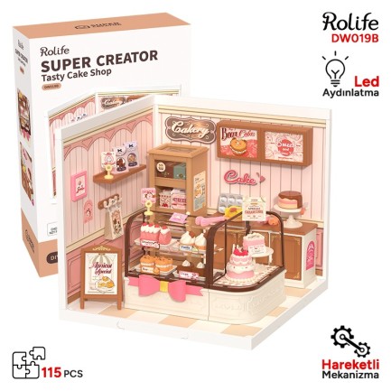 Rolife DW019B Lezzetli Pasta Dükkanı (Tasty Cake Shop) DIY Minyatür Maket Model Seti Mini Dollhouse 3D Model Kit Detaylı Dekoratif Hobi Seti 3D Puzzle Tiny House Rolife DW019B Lezzetli Pasta Dükkanı (Tasty Cake Shop) DIY Minyatür Maket Model Seti Mini Dollhouse 3D Model Kit Detaylı Dekoratif Hobi Seti 3D Puzzle Tiny House