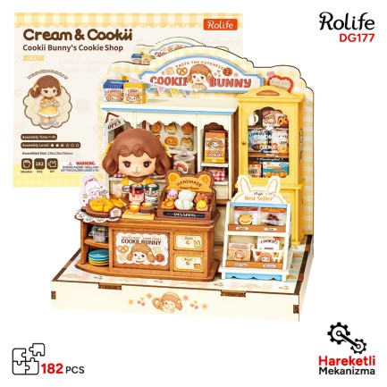 Rolife DG177 Kurabiye Dükkanı Cookii Bunny's Cookie Shop DIY Minyatür Maket Model Set Mini Dollhouse 3D Model Kit Detaylı Dekoratif Hobi Seti 3D Puzzle Tiny House Rolife DG177 Kurabiye Dükkanı Cookii Bunny's Cookie Shop DIY Minyatür Maket Model Set Mini Dollhouse 3D Model Kit Detaylı Dekoratif Hobi Seti 3D Puzzle Tiny House