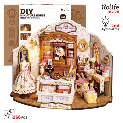Rolife DG178 Elsa'nın Terzi Dükkanı (Elsa's Tailoring) DIY Minyatür Maket Model Seti Mini Dollhouse 3D Model Kit Detaylı Dekoratif Hobi Seti 3D Puzzle Tiny House Rolife DG178 Elsa'nın Terzi Dükkanı (Elsa's Tailoring) DIY Minyatür Maket Model Seti Mini Dollhouse 3D Model Kit Detaylı Dekoratif Hobi Seti 3D Puzzle Tiny House