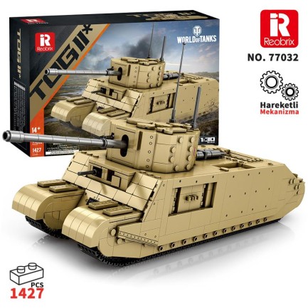 Reobrix 77032 World Of Tanks TOGII İngiliz Ağır Tankı (British Heavy Tank) Yaratıcı Yapı Blok Seti Building Blocks - 1427 Parça