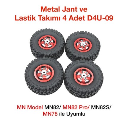 MN Model MN82/82 Pro/MN82S/MN78 Metal Jant ve Lastik Takımı 4 Adet D4U-09 - oyuncakhobi