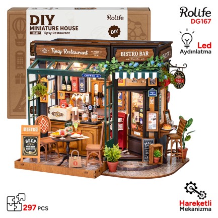 Rolife DG167 İçkili Restoran (Tipsy Restaurant) DIY Minyatür Maket Model Seti Mini Dollhouse 3D Model Kit Detaylı Dekoratif Hobi Seti 3D Puzzle Tiny House Rolife DG167 İçkili Restoran (Tipsy Restaurant) DIY Minyatür Maket Model Seti Mini Dollhouse 3D Model Kit Detaylı Dekoratif Hobi Seti 3D Puzzle Tiny House