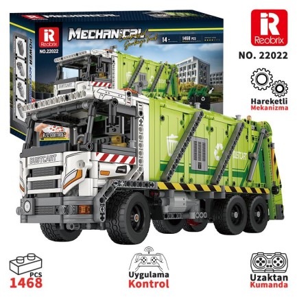 Reobrix Technic 22022 Çöp Toplama Kamyonu (Garbage Truck) Kumanda&Motorlu Yaratıcı Yapı Blok Seti Building Blocks - 1468 Parça Reobrix Technic 22022 Çöp Toplama Kamyonu (Garbage Truck) Kumanda&Motorlu Yaratıcı Yapı Blok Seti Building Blocks - 1468 Parça