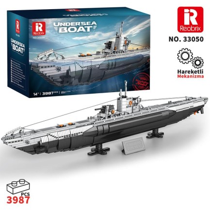 Reobrix 33050 Denizaltı Yaratıcı Yapı Blok Seti Building Blocks (Strategic U-Type Submarine)-3624Parça