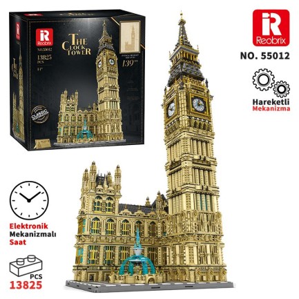 Reobrix 55012 Saat Kulesi Big Ben Yaratıcı Yapı Blok Seti Building Blocks (The Clock Tower)-13825Parça