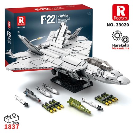 Reobrix Fighter Aircraft American Lockheed Martin/Boeing F-22 33020 Brick Yapım Seti Reobrix Fighter Aircraft American Lockheed Martin/Boeing F-22 33020 Brick Yapım Seti