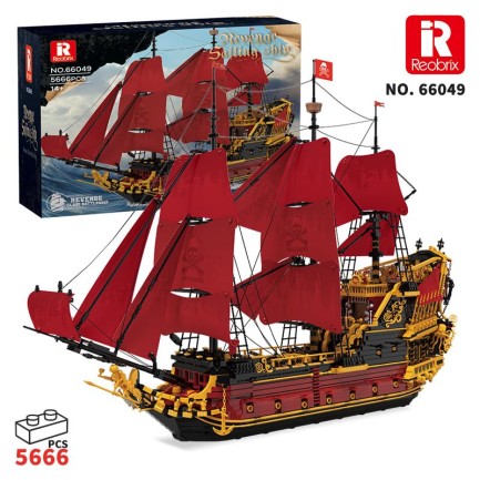 Reobrix 66049 Kraliçe Anne'nin İntikamı Gemi Yaratıcı Yapı Blok Seti Building Blocks (Revenge Sailing Ship) - 5666 Parça