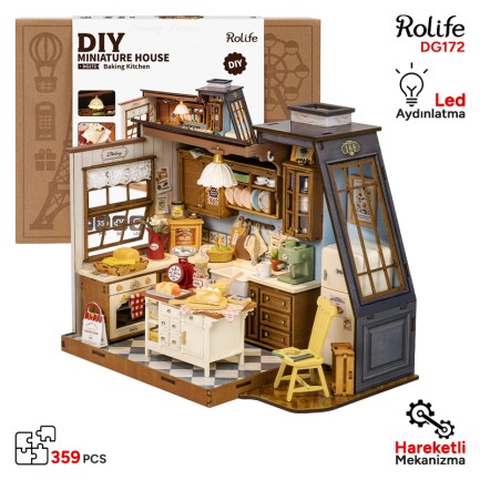 Rolife DG172 Mutfak Odası (Baking Kitchen) DIY Minyatür Maket Model Seti Mini Dollhouse 3D Model Kit Detaylı Dekoratif Hobi Seti 3D Puzzle Tiny House Rolife DG172 Mutfak Odası (Baking Kitchen) DIY Minyatür Maket Model Seti Mini Dollhouse 3D Model Kit Detaylı Dekoratif Hobi Seti 3D Puzzle Tiny House