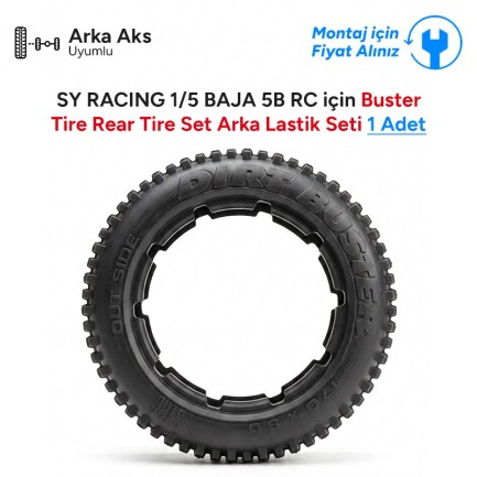 SY RACING 1/5 BAJA 5B RC Araba İçin Buster Tire Rear Tire Set Arka Lastik Seti 1 Adet 55030 (Teknik Servis Ürünüdür-Montaj İçin Fiyat Alınız)