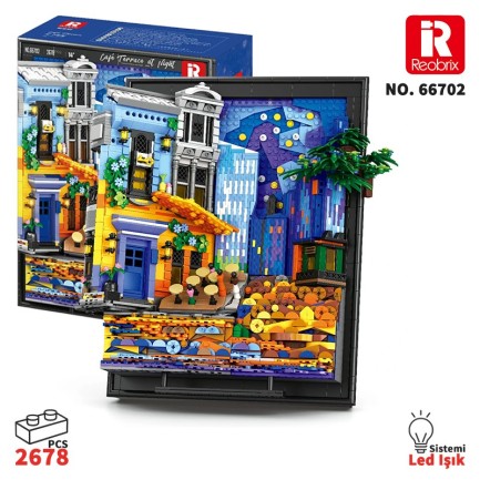 Reobrix Starry Night Cafe Wall Art 66702 Brick Yapım Seti