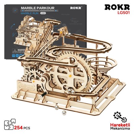 ROKR LG501 Marble Parkour Marble Run DIY Minyatür Maket Model Seti Ahşap 3D Wooden Puzzle 3D Model Kit Detaylı Dekoratif Hobi Seti Ahşap Maket