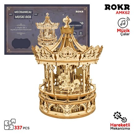 ROKR AMK62 Romantic Carousel Mechanical Music Box 3D Wooden Puzzle ROKR AMK62 Romantic Carousel Mechanical Music Box 3D Wooden Puzzle