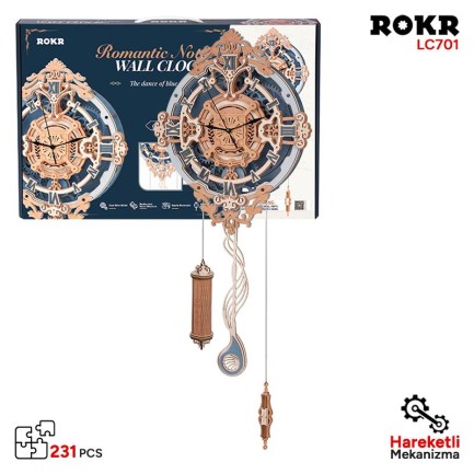 ROKR LC701 Romantic Note Wall Clock 3D Wooden Puzzle