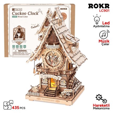 ROKR LC901 Cuckoo Clock Wood Color Mechanical 3D Wooden Puzzle