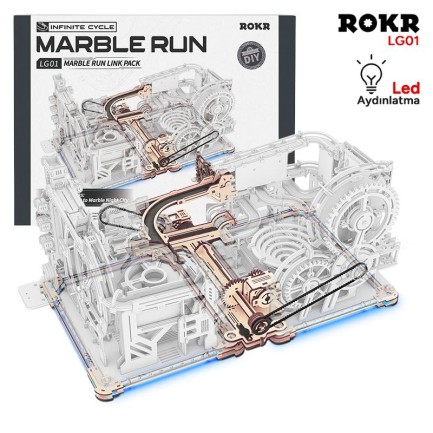 ROKR LG01 Marble Run Link Pack Marble Run DIY Minyatür Maket Model Seti Ahşap 3D Wooden Puzzle 3D Model Kit Detaylı Dekoratif Hobi Seti Ahşap Maket