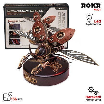 ROKR MI01 Rhinoceros Beetle DIY Mechanical 3D Puzzle
