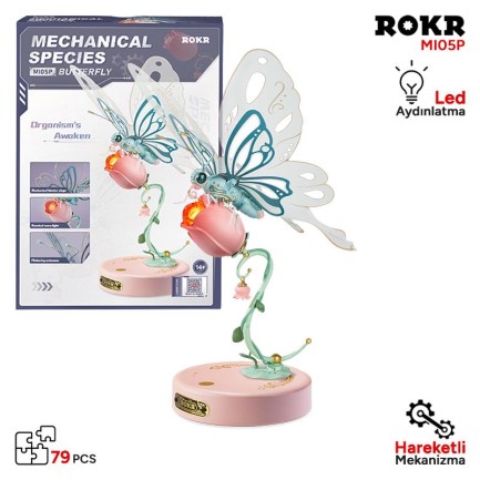 ROKR MI05P Butterfly Pink DIY Mechanical 3D Puzzle