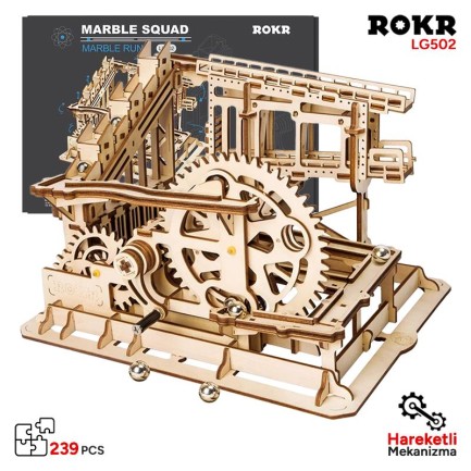 ROKR LG502 Marble Squad Marble Run DIY Minyatür Maket Model Seti Ahşap 3D Wooden Puzzle 3D Model Kit Detaylı Dekoratif Hobi Seti Ahşap Maket