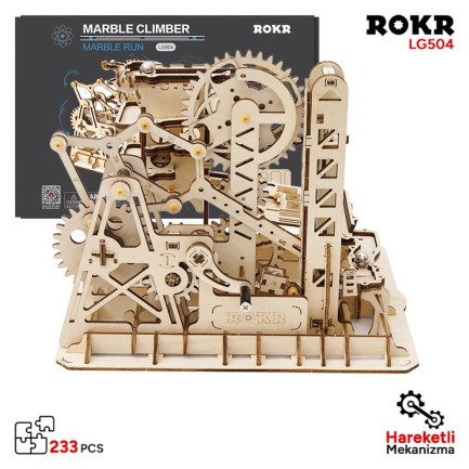 ROKR LG504 Marble Climber Marble Run DIY Minyatür Maket Model Seti Ahşap 3D Wooden Puzzle 3D Model Kit Detaylı Dekoratif Hobi Seti Ahşap Maket