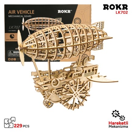 ROKR LK702 Zeplin (Airship) DIY Minyatür Maket Model Seti Ahşap 3D Wooden Puzzle 3D Model Kit Detaylı Dekoratif Hobi Seti Ahşap Maket