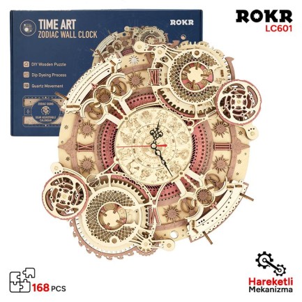 ROKR LC601 Zodiac Wall Clock Mechanical 3D Wooden Puzzle ROKR LC601 Zodiac Wall Clock Mechanical 3D Wooden Puzzle