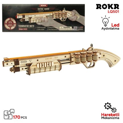 ROKR LQ501 Terminator M870 Gun 3D Wooden Puzzle