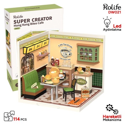 Rolife DW021 Kafe (Hong Kong Bites Cafe) DIY Minyatür Maket Model Seti Mini Dollhouse 3D Model Kit Detaylı Dekoratif Hobi Seti 3D Puzzle Tiny House Rolife DW021 Kafe (Hong Kong Bites Cafe) DIY Minyatür Maket Model Seti Mini Dollhouse 3D Model Kit Detaylı Dekoratif Hobi Seti 3D Puzzle Tiny House