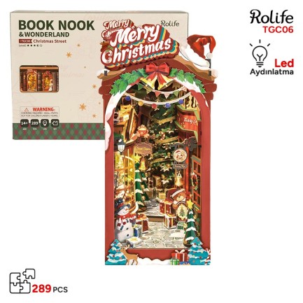 Rolife TGC06 Christmas Street Kitap Köşesi Book Nook DIY Minyatür Maket Model Seti Mini Dollhouse 3D Model Kit Detaylı Dekoratif Hobi Seti 3D Puzzle Tiny House Rolife TGC06 Christmas Street Kitap Köşesi Book Nook DIY Minyatür Maket Model Seti Mini Dollhouse 3D Model Kit Detaylı Dekoratif Hobi Seti 3D Puzzle Tiny House