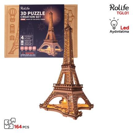 Rolife TGL01 Eyfel Kulesi (Night of the Eiffel Tower) DIY Minyatür Model Seti Ahşap 3D Wooden Puzzle 3D Model Kit Detaylı Dekoratif Hobi Seti Ahşap Maket Rolife TGL01 Eyfel Kulesi (Night of the Eiffel Tower) DIY Minyatür Model Seti Ahşap 3D Wooden Puzzle 3D Model Kit Detaylı Dekoratif Hobi Seti Ahşap Maket