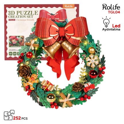 Rolife TGL04 Christmas Wreath 3D Wooden Puzzle Rolife TGL04 Christmas Wreath 3D Wooden Puzzle