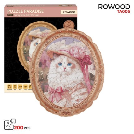 Rowood TA005 Springtime Kitty Portrait 3D Wooden Puzzle Rowood TA005 Springtime Kitty Portrait 3D Wooden Puzzle