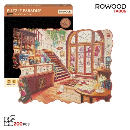Rowood TA006 Cozy Winter Cafe 3D Wooden Puzzle Rowood TA006 Cozy Winter Cafe 3D Wooden Puzzle