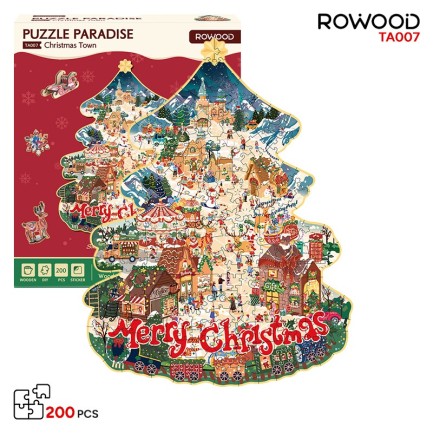 Rowood TA007 Christmas Town 3D Wooden Puzzle Rowood TA007 Christmas Town 3D Wooden Puzzle
