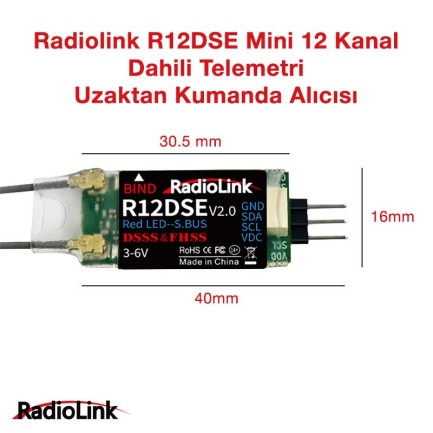 Radiolink R12DSE Mini 12 Kanal Uzaktan Kumanda Alıcısı Telemetry Receiver w/PPM+S-BUS (AT9&AT9S&AT10&AT10II İle Uyumludur) Radiolink R12DSE Mini 12 Kanal Uzaktan Kumanda Alıcısı Telemetry Receiver w/PPM+S-BUS (AT9&AT9S&AT10&AT10II İle Uyumludur)