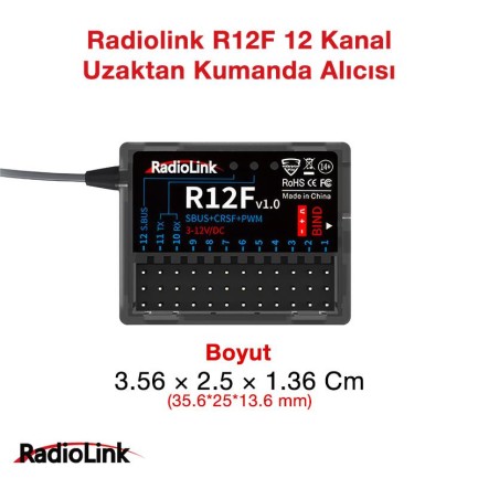 Radiolink R12F 12 Kanal Uzaktan Kumanda Alıcısı Dual Antenna Receiver w/S-BUS+PPM+PWM Radiolink R12F 12 Kanal Uzaktan Kumanda Alıcısı Dual Antenna Receiver w/S-BUS+PPM+PWM