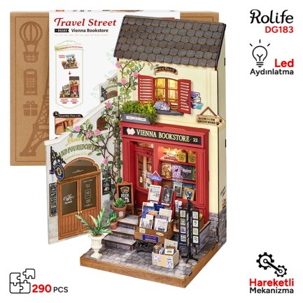 Rolife DG183 Vienna Bookstore Kitap Köşesi Book Nook DIY Minyatür Maket Model Seti Mini Dollhouse 3D Model Kit Detaylı Dekoratif Hobi Seti 3D Puzzle Tiny House Rolife DG183 Vienna Bookstore Kitap Köşesi Book Nook DIY Minyatür Maket Model Seti Mini Dollhouse 3D Model Kit Detaylı Dekoratif Hobi Seti 3D Puzzle Tiny House