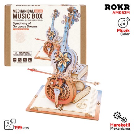 ROKR Çello Müzik Kutusu (Symphony of Gorgeous Dreams) Music Box DIY Mechanical 3D Wooden Puzzle Maket Model Seti 3D Model Kit Detaylı Dekoratif Hobi Seti Ahşap Maket Hareketli ROKR Çello Müzik Kutusu (Symphony of Gorgeous Dreams) Music Box DIY Mechanical 3D Wooden Puzzle Maket Model Seti 3D Model Kit Detaylı Dekoratif Hobi Seti Ahşap Maket Hareketli