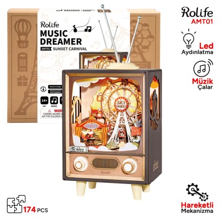 Rolife AMT01 Dönme Dolaplı Müzik Kutusu (Sunset Carnival) DIY Minyatür Maket Model Seti Ahşap 3D Wooden Puzzle 3D Model Kit Detaylı Dekoratif Hobi Seti Ahşap Maket Rolife AMT01 Dönme Dolaplı Müzik Kutusu (Sunset Carnival) DIY Minyatür Maket Model Seti Ahşap 3D Wooden Puzzle 3D Model Kit Detaylı Dekoratif Hobi Seti Ahşap Maket