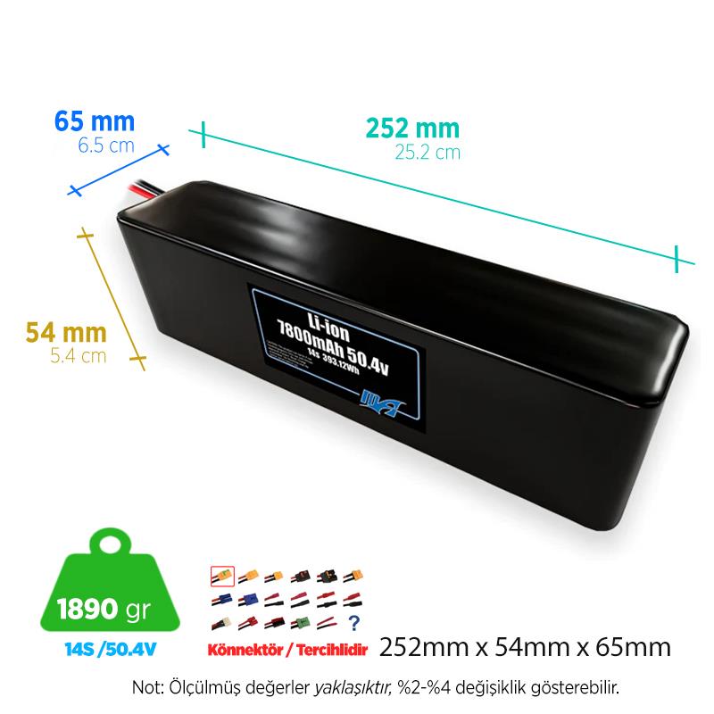 MaxAmps 7800 mAh 14S 3P 50.4v Lityum İon Li-İon Batarya Pil