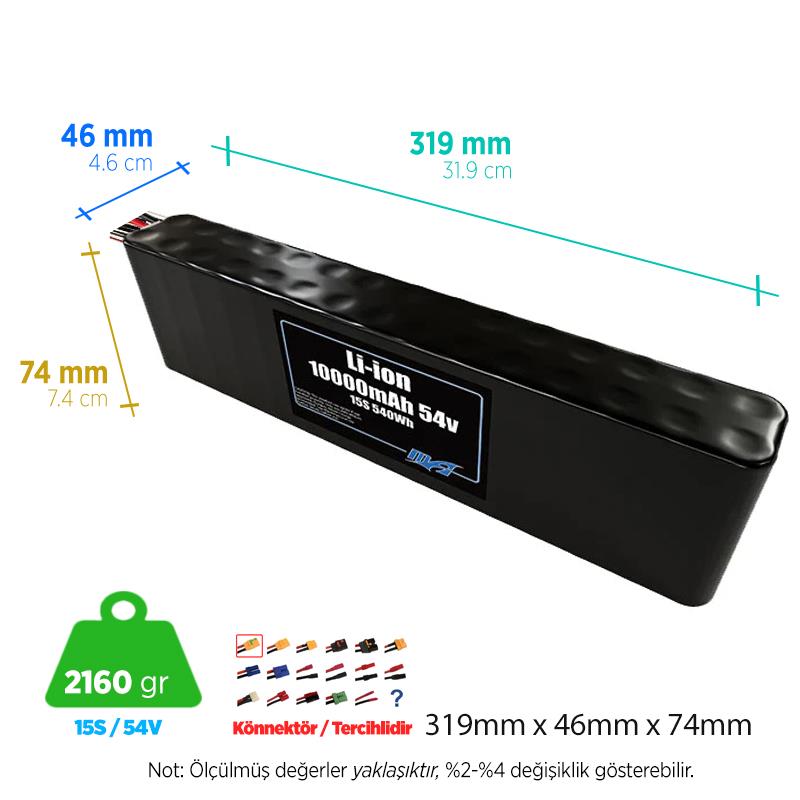 MaxAmps 10000 mAh 15S 2P 54v Lityum İon Li-İon Batarya Pil