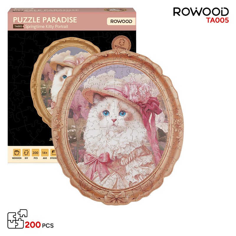 Rowood TA005 Springtime Kitty Portrait 3D Wooden Puzzle