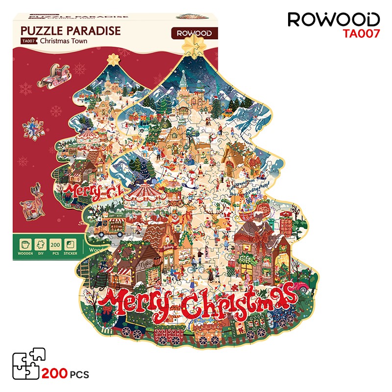 Rowood TA007 Christmas Town 3D Wooden Puzzle
