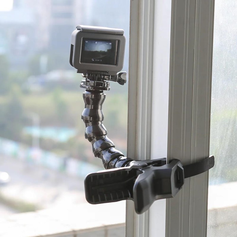 GoPro Aksiyon Kameraları İçin Jaws Esnek Mandal Bağlantı Aparatı (Kelepçe + Esnek Boyunluk)