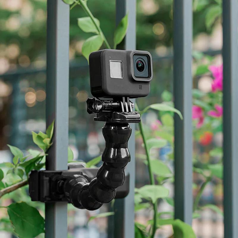 GoPro Aksiyon Kameraları İçin Jaws Esnek Mandal Bağlantı Aparatı (Kelepçe + Esnek Boyunluk)