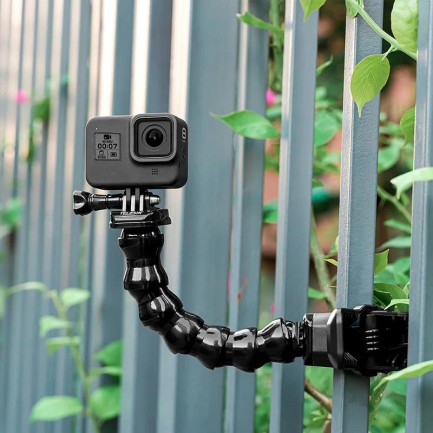GoPro Aksiyon Kameraları İçin Jaws Esnek Mandal Bağlantı Aparatı (Kelepçe + Esnek Boyunluk) - Thumbnail