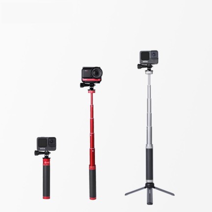 Aksiyon Kameraları ve Telefon Gimballeri İçin Extension Rod Uzatma Çubuğu Dayanıklı Alüminyum Alaşım 14.8 - 66 cm Kırmızı - Thumbnail