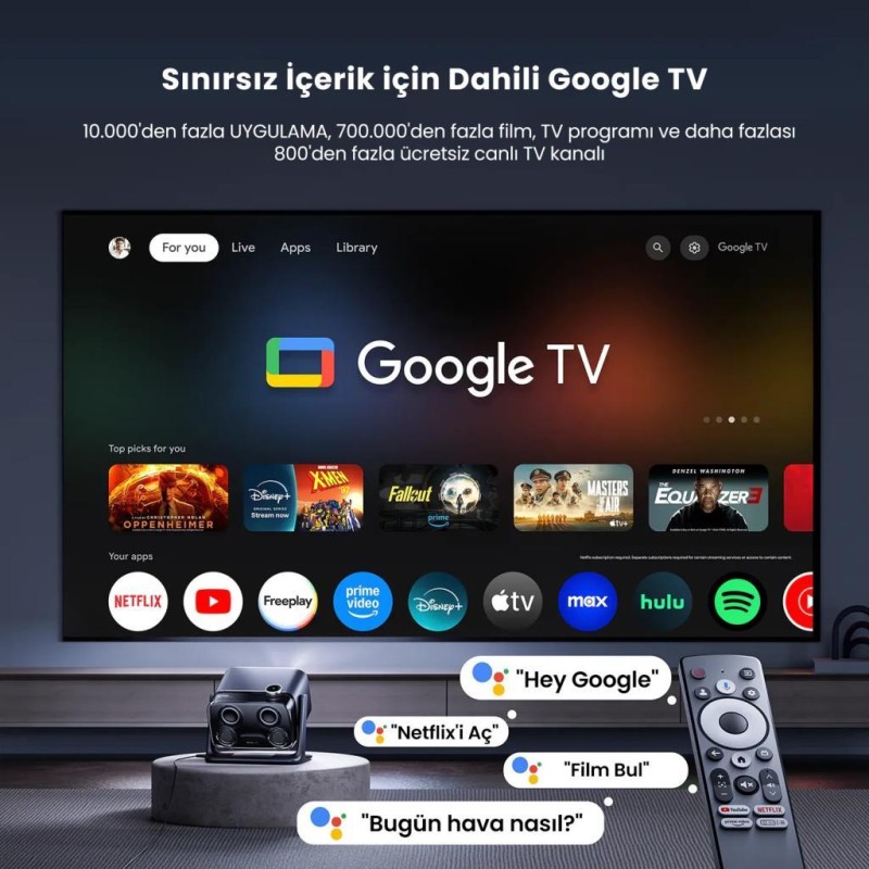 Aurzen Boom Mini 4K Android GoogleTV Projeksiyon Cihazı