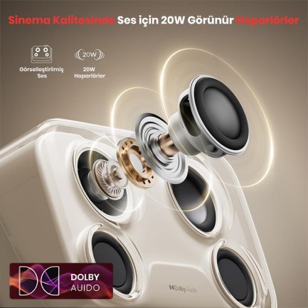 Vankyo Aurzen Boom Mini Android Google TV 4K Destekli Projeksiyon Cihazı +HDR10+ToF Auto Focus+ToF Auto Keystone+6G WiFi+6.1BT+20W Dolby Ses Sistemi+Ayarlanabilir Açılı Beyaz - PS5/PS4/XBOX/NINTENDO - Thumbnail