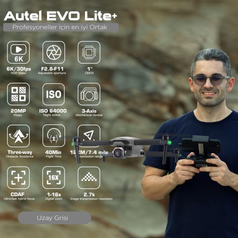 Autel EVO Lite+ Plus Premium Bundle Kameralı Drone Seti